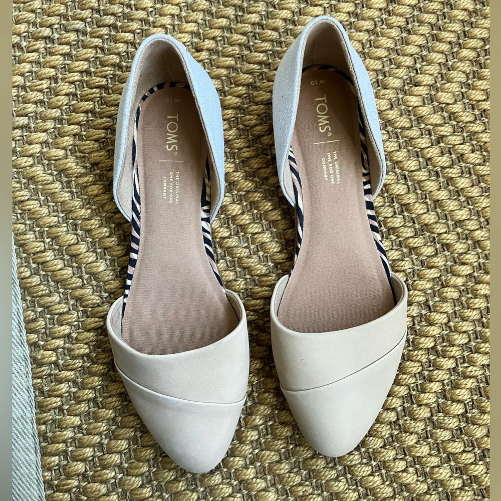 Tom’s Jutti D’Orsay Flat in Light Tan Size 10